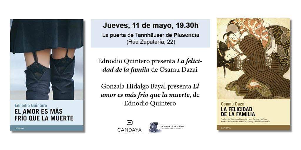 Mañana a las 20h Ednodio Quintero, escritor y traductor en @EdCandaya, presenta en La Puerta de Tannhäuser con #GonzaloHidalgoBayal. ❤