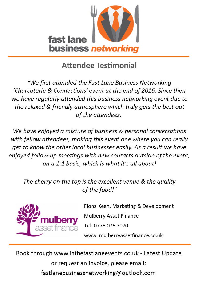 FastLaneBusNet's tweet photo. It's wonderful to receive great feedback &amp; testimonials from our attendees, our events give great results #Teestime https://t.co/jPte9XbdKZ