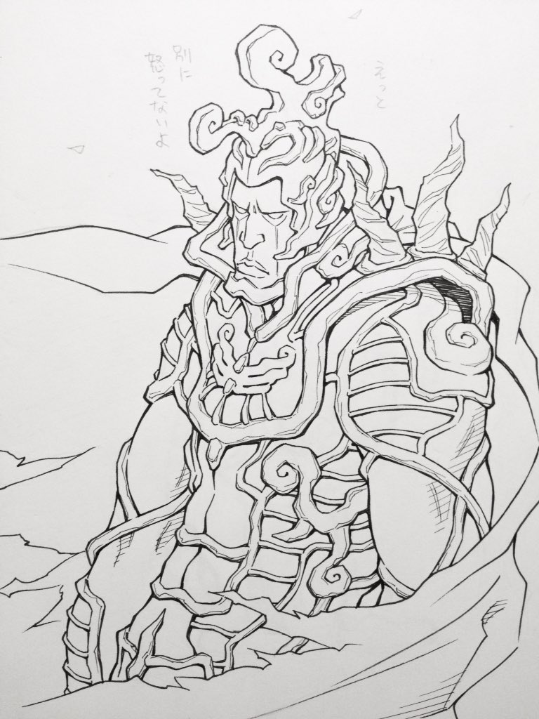「作品集に掲載してる戦隊ものキャラクター、『悪の将軍的な』のメイキング。大学ノート」|窪之内 Eisaku 英策のイラスト