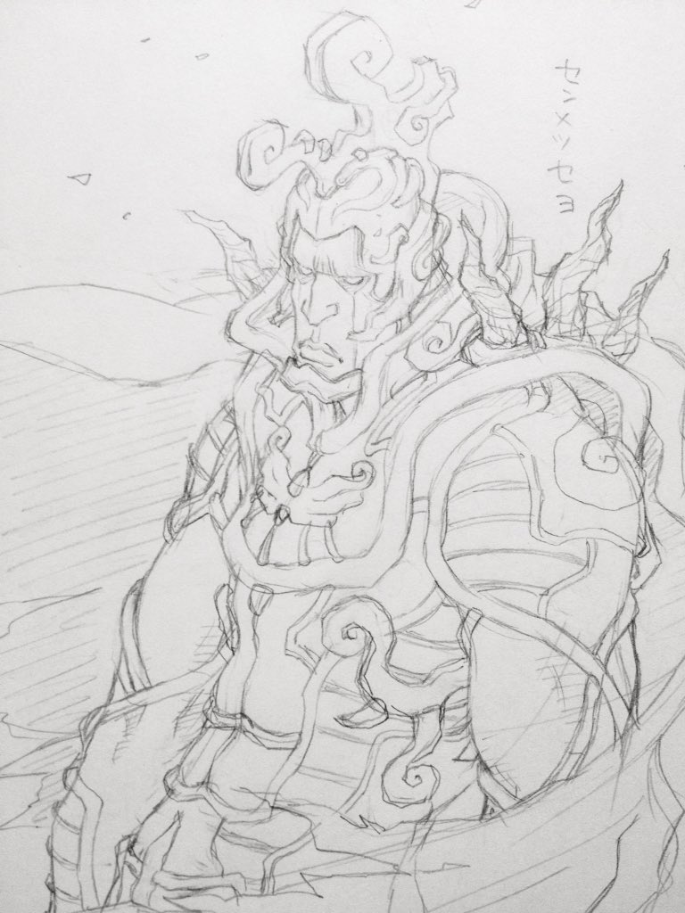 「作品集に掲載してる戦隊ものキャラクター、『悪の将軍的な』のメイキング。大学ノート」|窪之内 Eisaku 英策のイラスト
