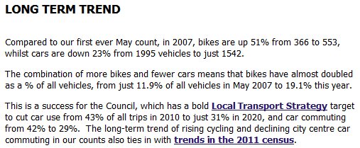 SpokesLothian's tweet photo. #SpokesCount: 🚲highest ever; 🚙down 4.6% from 2016 and down 23% from 2007 - a great legacy for the new @Edinburgh_CC! https://t.co/LobmhtLeK7 https://t.co/IDX0g97lvF