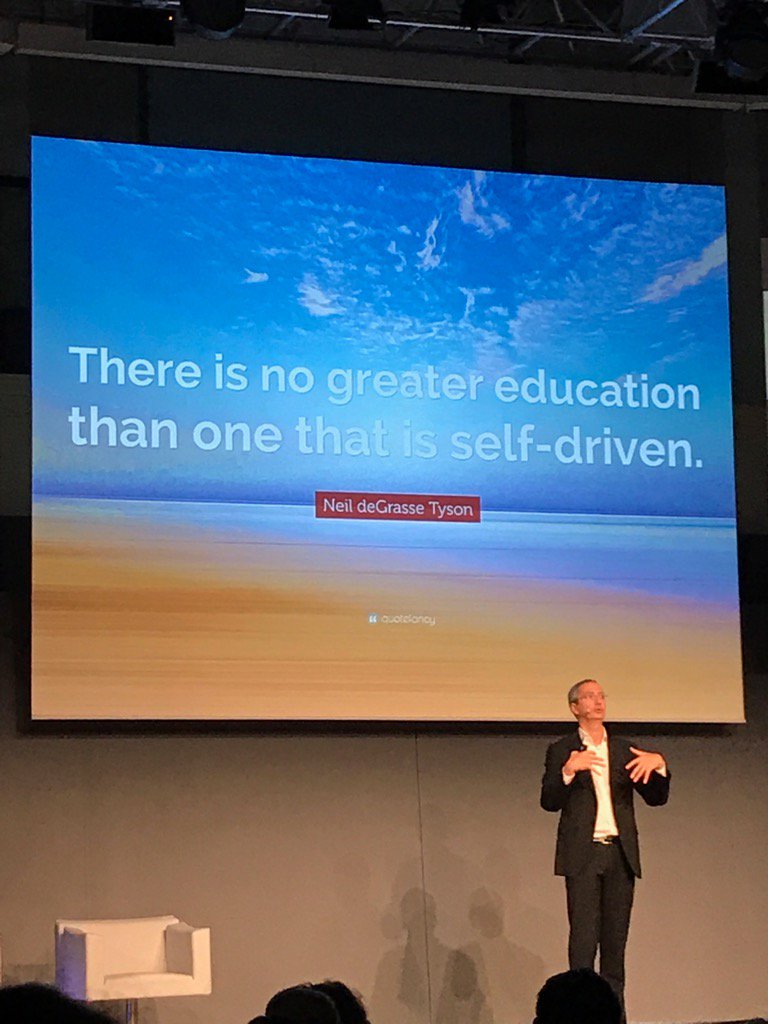 cdurand09's tweet photo. "There is no great education than one that is self-driven" Neil Degrass Tyson #NextConference https://t.co/uf4MR0egdd