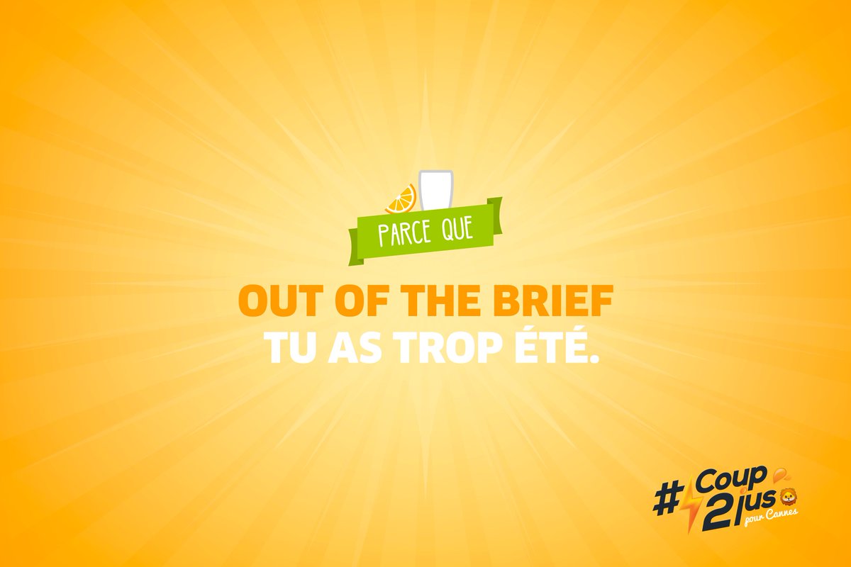 Stuart_Delivery's tweet photo. @marcelagency #JeSuisPasRelouMais, pour la V28 Γ§a serait pas le good timing pour donner un p'ti #Coup2Jus π π¦ Γ la crΓ©a ? #ThrowBackLion π¦ @cannes_lions https://t.co/msnZXrTGDv