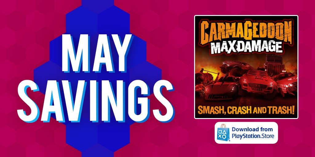 carmageddongame's tweet photo. Massive May Savings on Carmageddon: Max Damage! Download it from the PlayStation Store TODAY! https://t.co/wq6OAhuNRp https://t.co/kMZMkO3rIi