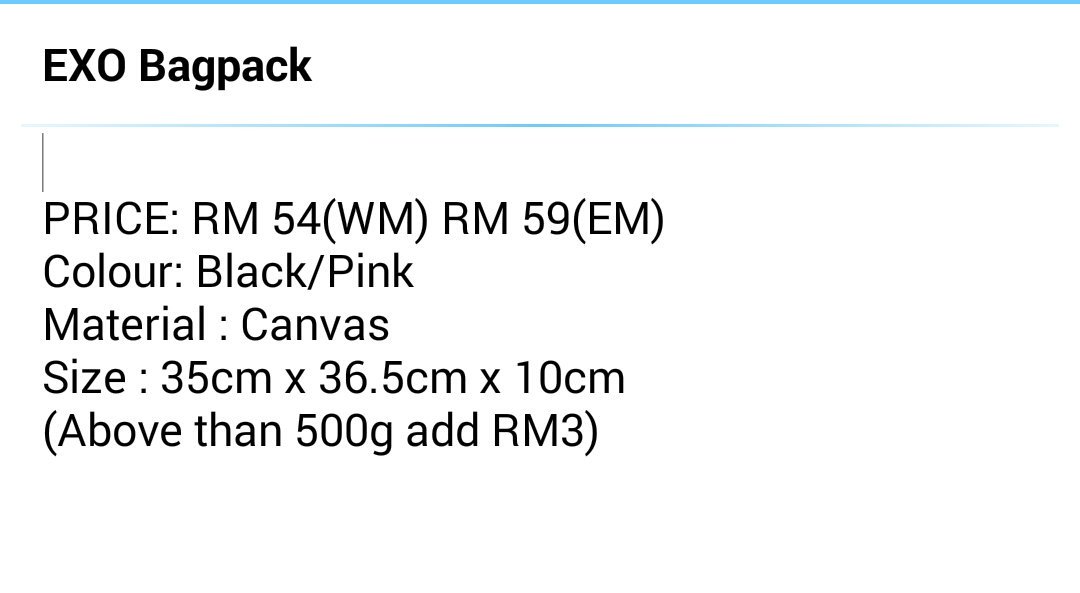 fluffywz_kshop's tweet photo. EXO BAGPACK
RM54 (WM) RM59 (EM)
#EXO #exobag #bagpack #exomerch #kpopmerch #kpopshopmalaysia #fluffywzkshop #blackbag #pinkbag #canvasbag https://t.co/32zM0sLOqs