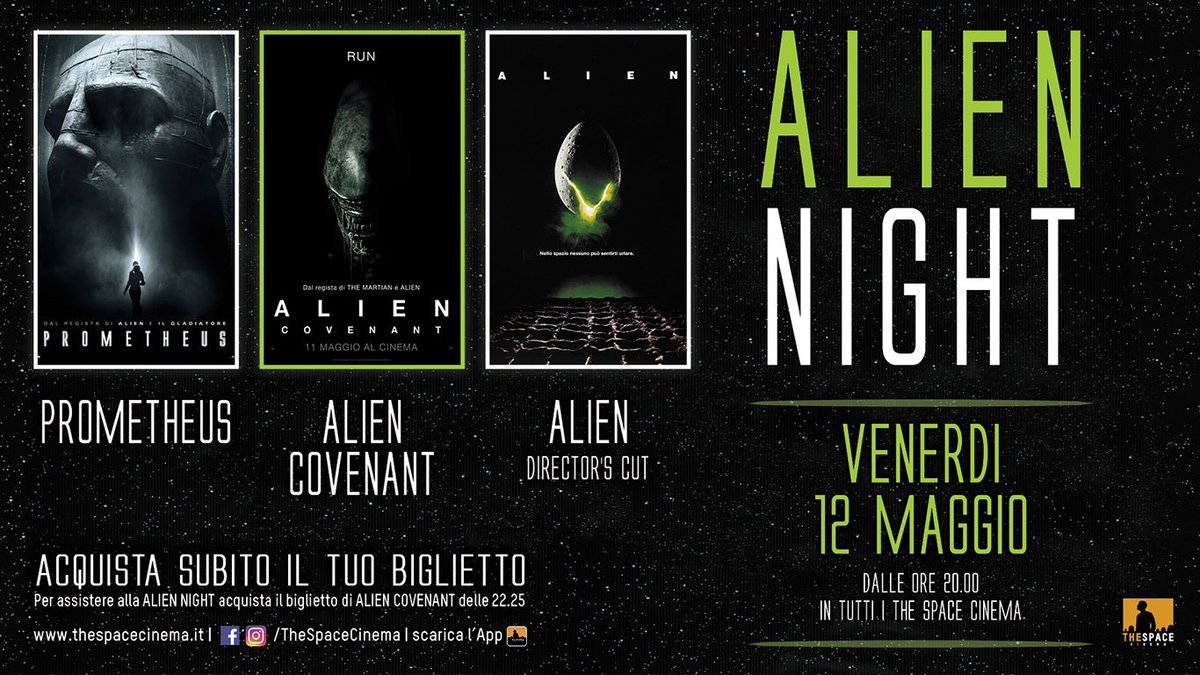 TheSpaceCinema's tweet photo. #AlienNight su @comingsoonit. Si parte alle 20.10, ma il biglietto da prende Γ¨ quello delle 22.25. #TheSpaceCinema https://t.co/vSQoCYALyE https://t.co/adKn7HQbXd