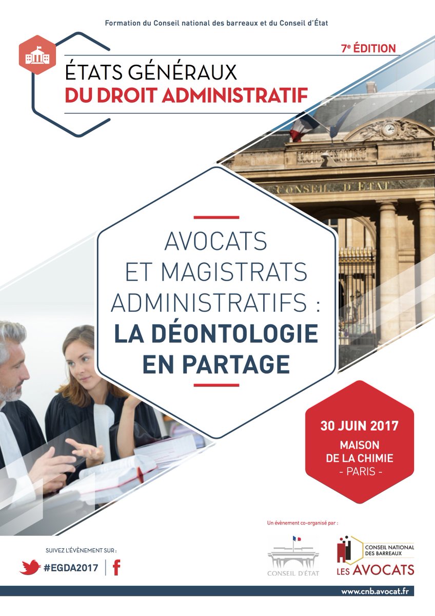 CNBarreaux's tweet photo. #EGDA2017 le 30 juin prochain. Découvrez le programme. Inscriptions très prochainement. @Conseil_Etat @Maison_Chimie https://t.co/cLm5d41PLQ