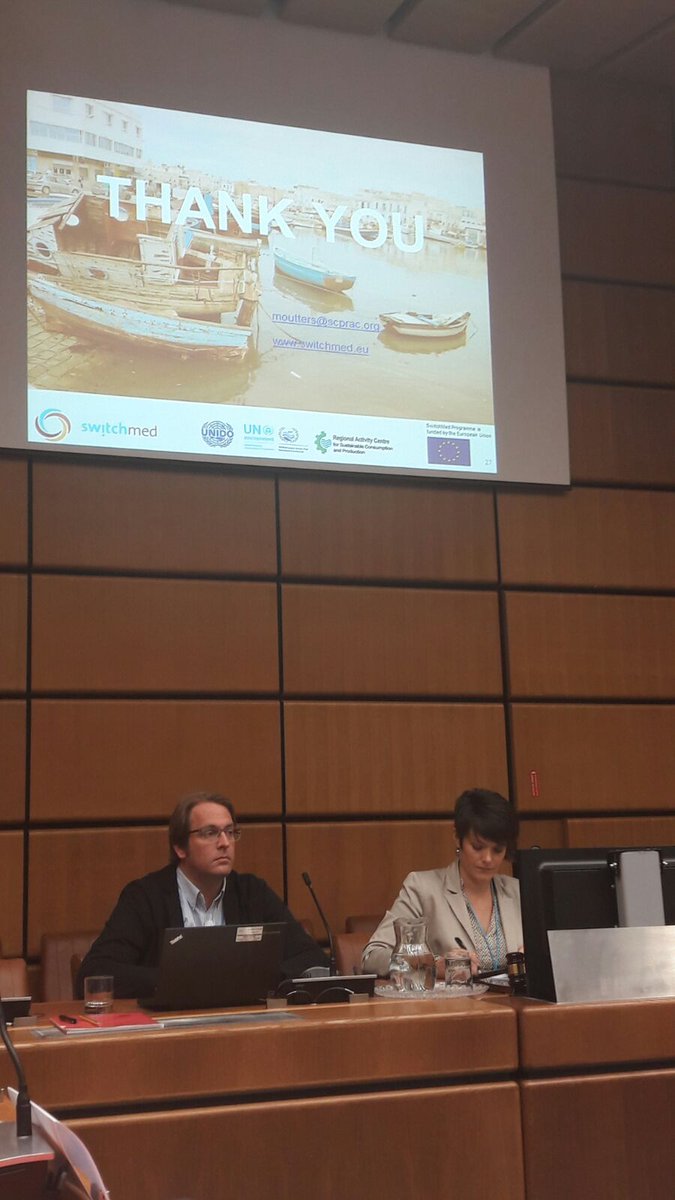 Lucille_GNF's tweet photo. Luc Reuter,@UNEP and Magali Outters,#SCPRAC present the policy component & #SCP NAPs demonstration projects at @SwitchMed steering committee https://t.co/O7dtBZW1Ia