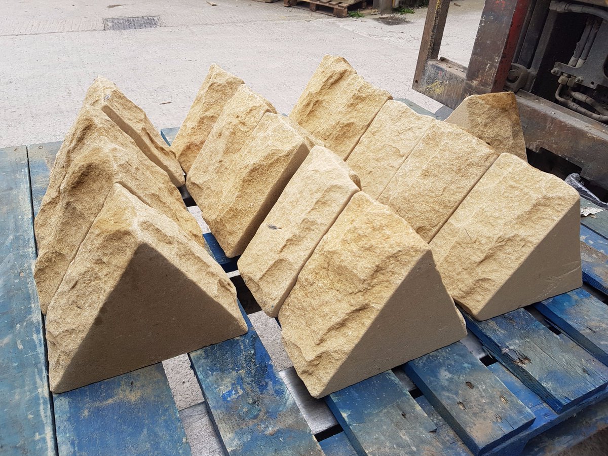 Triangular copings made for a local contractor. Masonry orders available at Bridge Street Stone!