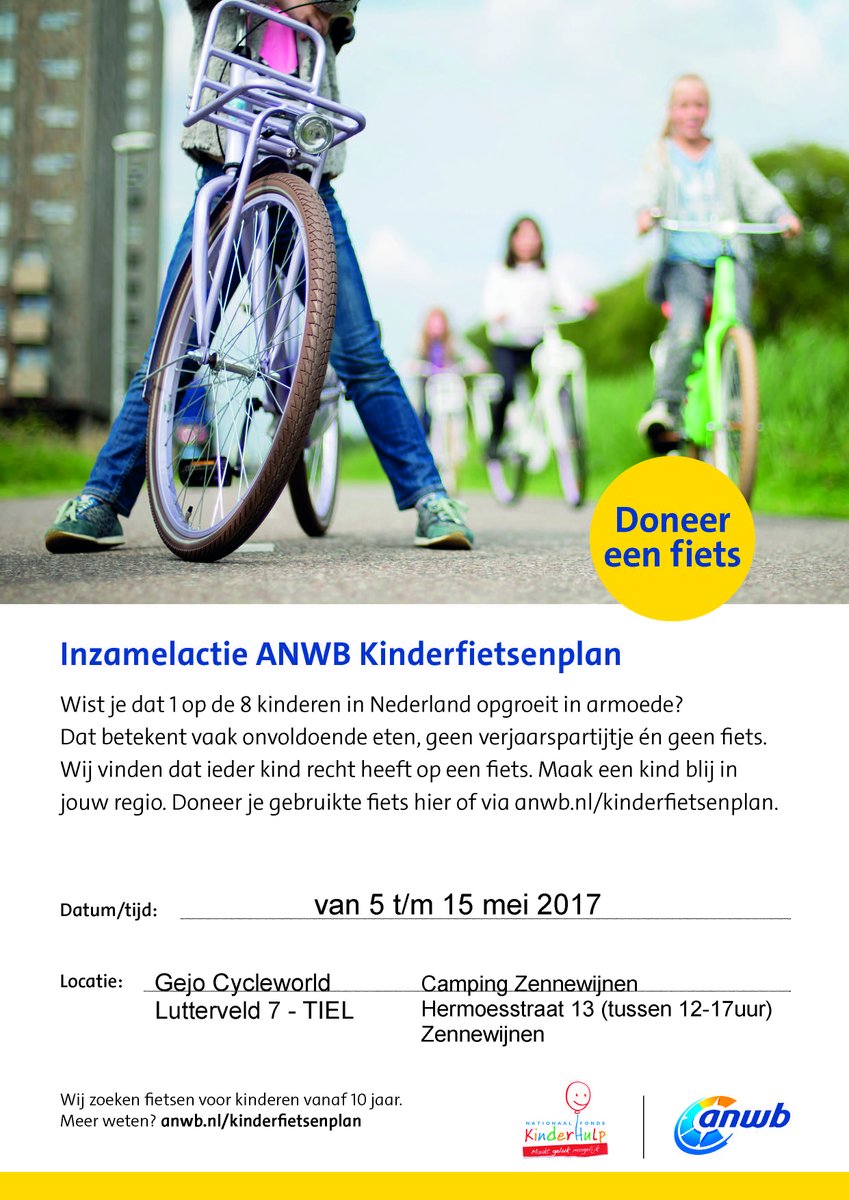 T/m 15 mei kunt u uw oude (kinder)fiets inleveren #anwbkinderfietsenplan. Doet u mee?