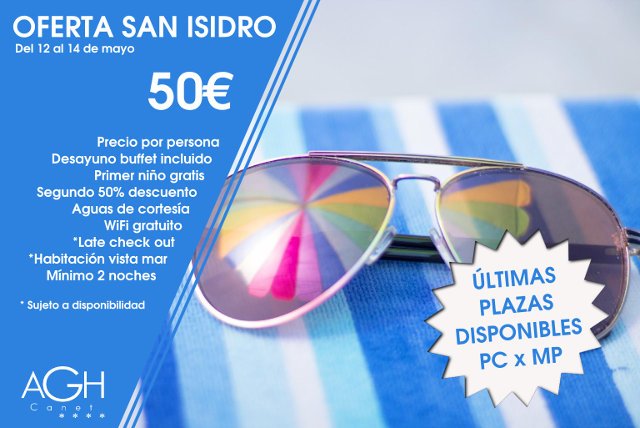 DISFRUTA ESTE FIN DE SEMANA DEL SOL EN AGH CANET
PC por el precio de MP

¡ÚLTIMAS PLAZAS DISPONIBLES!
aghcanet.com
