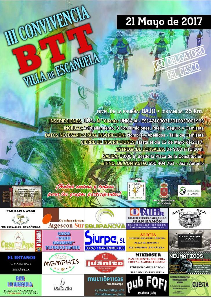 AnaAdamuzska's tweet photo. "III CONVIVENCIA BTT" CIERRE DE INSCRIPCIONES - VIERNES 12 DE MAYO INCLUIDO. https://t.co/Joanw5SamS
