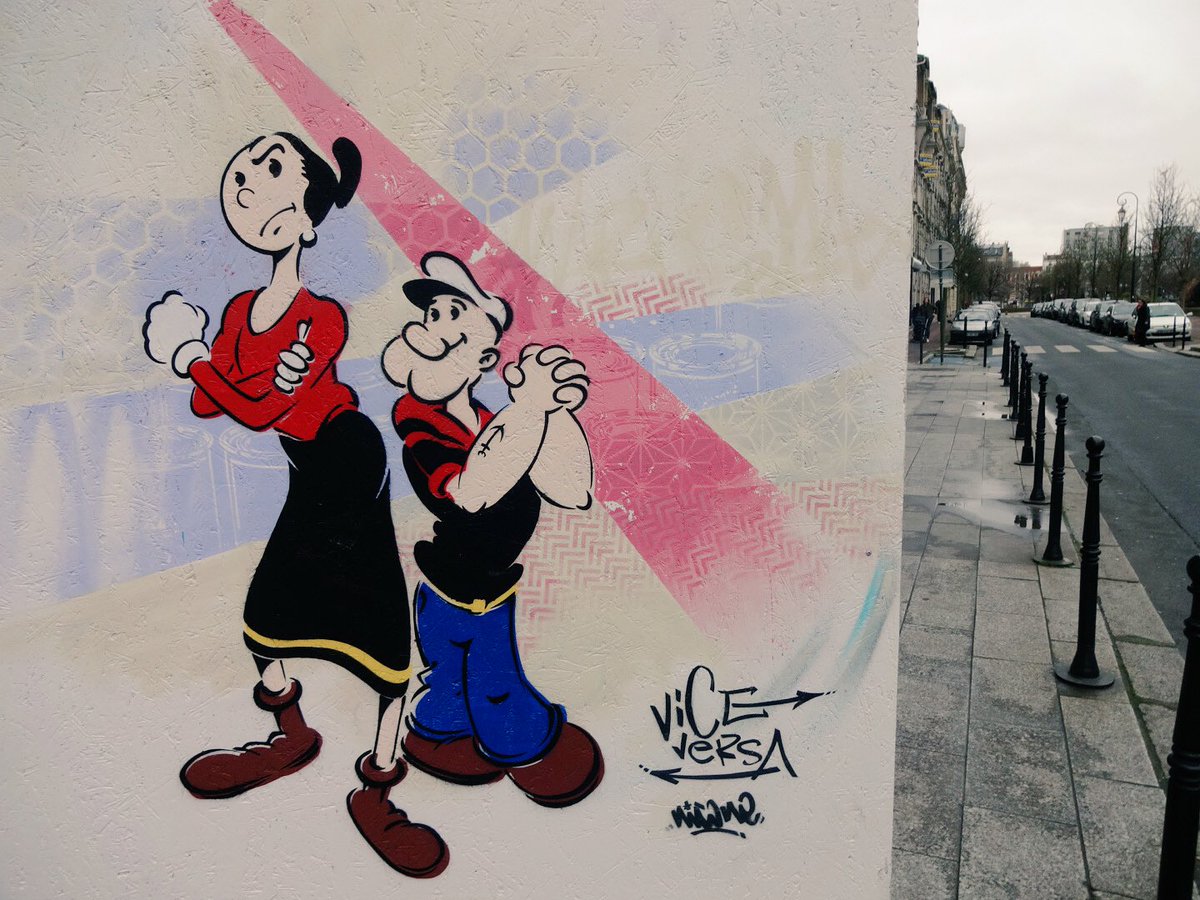 _NicoOne's tweet photo. On retourne la représentation des couples populaires pour plus d'égalité femmes - hommes à Clichy #oliveetpopeye #intervention #pochoir https://t.co/434FjEvV57