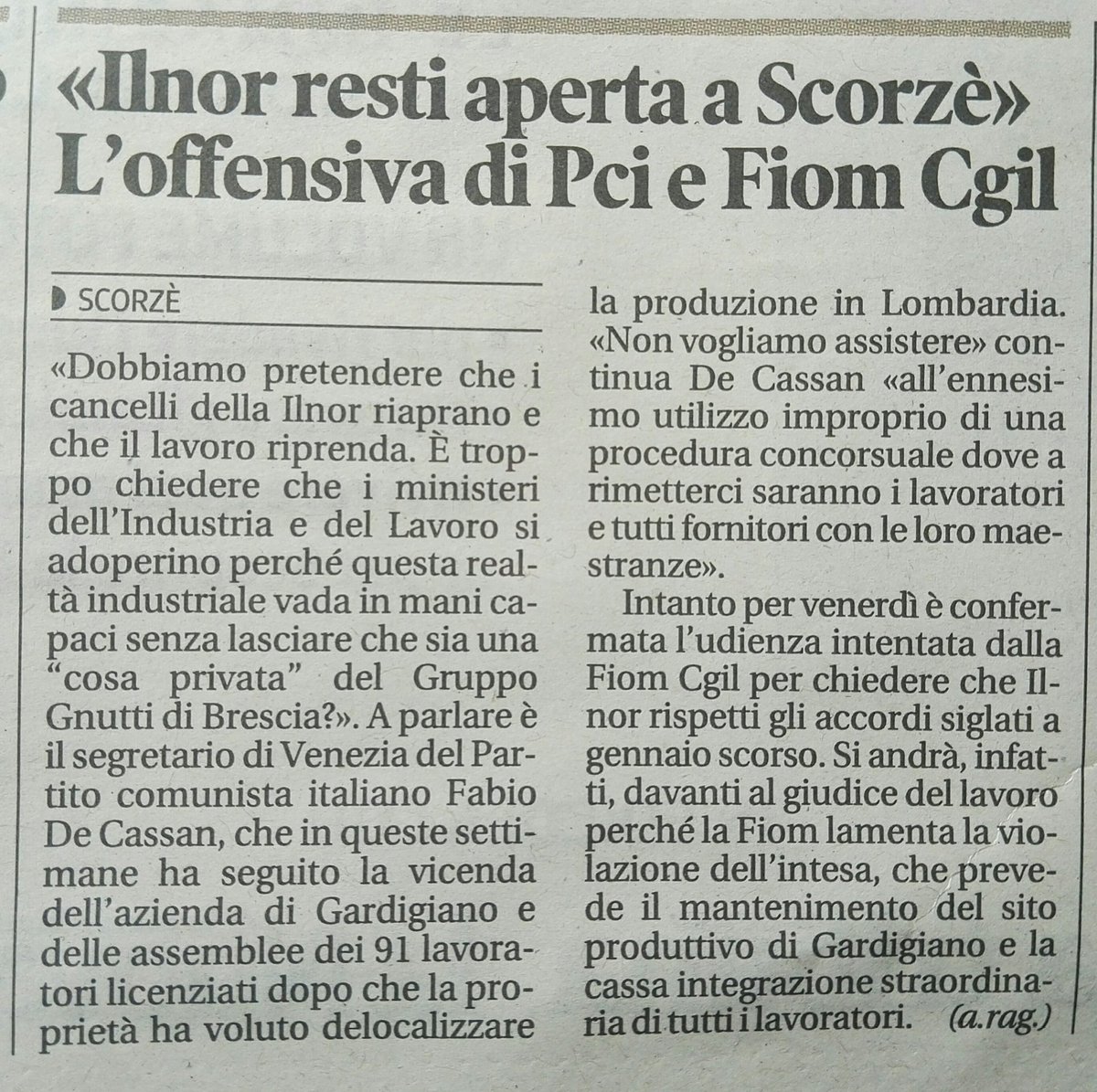 PCITreviso's tweet photo. "#Ilnor resti aperta a Scorzè". L'offensiva di #PCI e #FIOM #CGIL. #Veneto #Venezia #Treviso #lavoro https://t.co/b112Tx6cQn