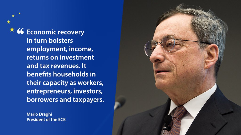 ecb's tweet image. Draghi: An accommodative policy supports economic recovery