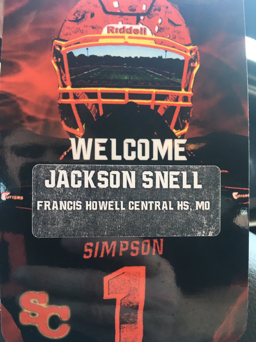 JTSnell's tweet photo. Simpson College Football Recruit Visit. Jackson Snell class 2018 RB FB LB 5-10 215 lbs #snell22 #jacksonsnell #jacksonsnell22 https://t.co/c74TsNFkPx