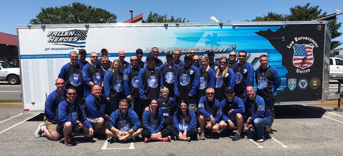 EdinaPoliceFire's tweet photo. Dept. members are joining in a 250 mile bicycle ride from Virginia to D.C. to remember fallen officers. #LEUnited #LEUteamMN #OMDP #COPS https://t.co/3reL6c8pi1