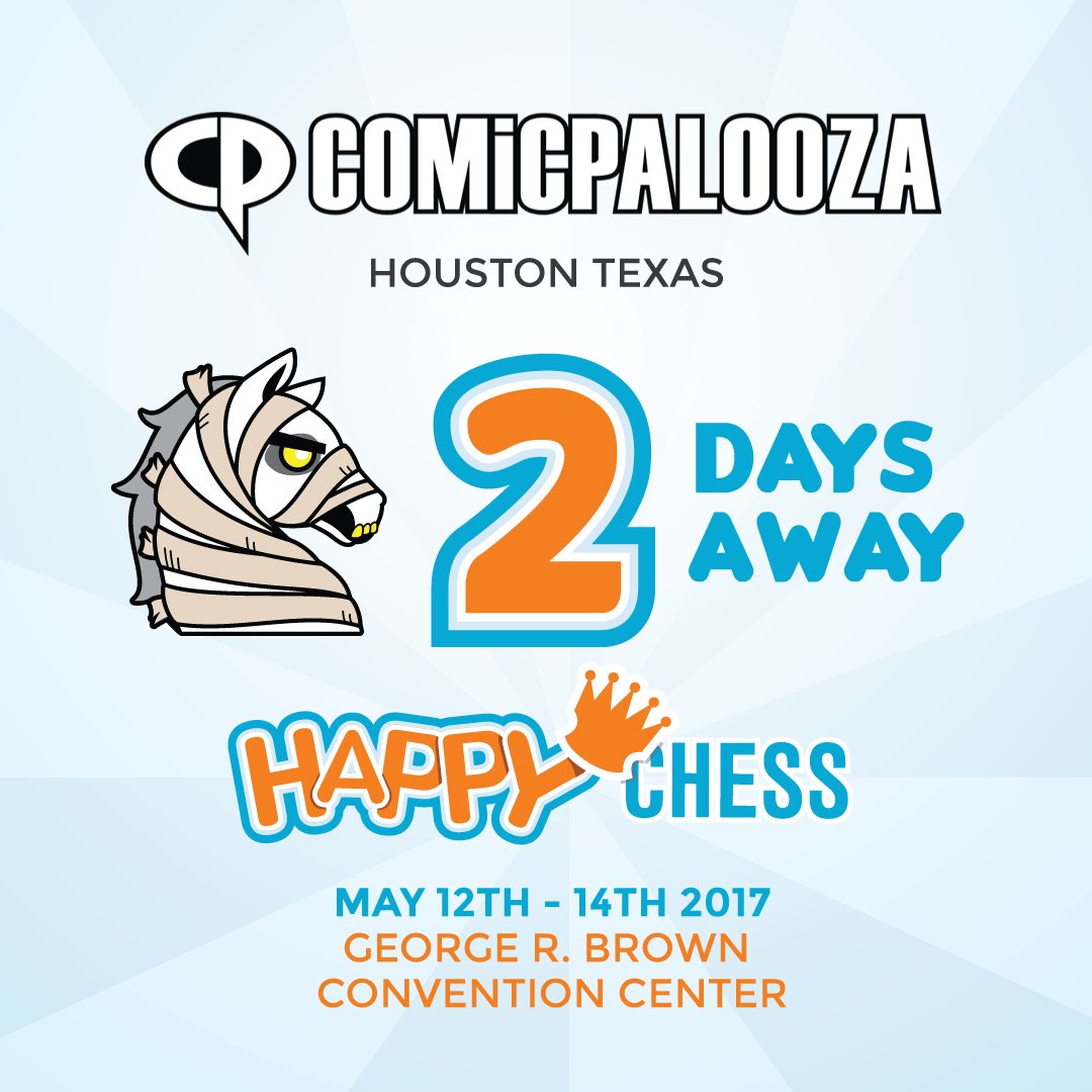 happychessgame's tweet photo. #Comicpaloozahouston is just two days away ... but who's counting? Can't wait to see you there! #comicpalooza #chess #learnchess #indiegame https://t.co/M80YEMwGjB