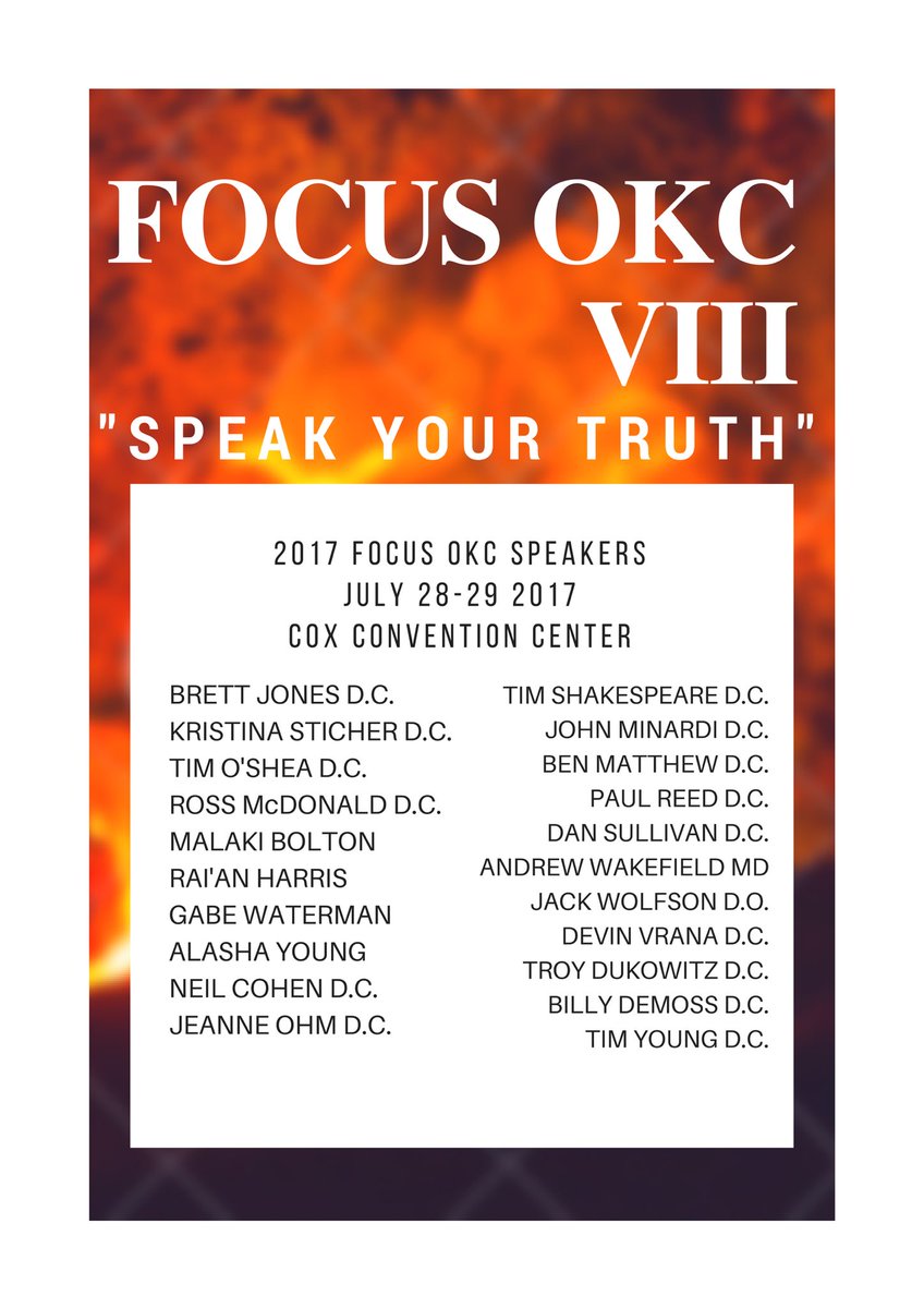 focus_okc's tweet photo. This Speaker Line-up 😱! #focusokc VIII 🔥#chiropractic https://t.co/AyKAPA2R0J