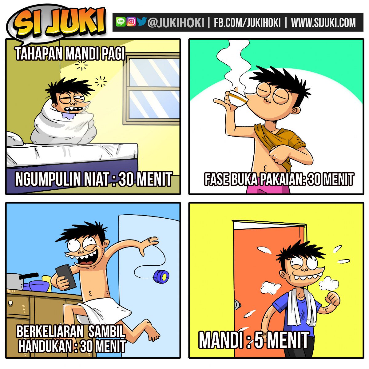Si Juki On Twitter KomikStripJuki Step By Step Mandi Pagi Lebih