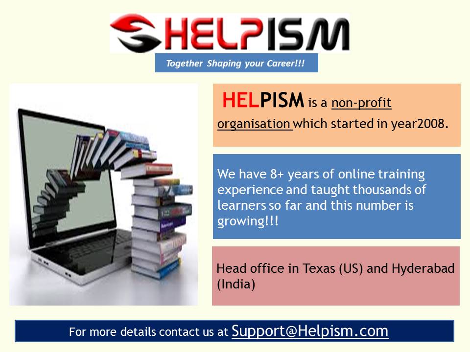 helpism's tweet image. Online IT Training @Helpism. Learn with instructor led online training ex. #Hadoop, #SAP, #AngularJS, #Devops, #MSBI, #Salesforce, #AWS