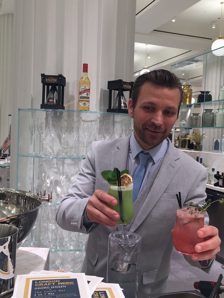 MezcalJon's tweet photo. Great cocktails #TheFountBar @Selfridges launching @GeorgJensenUK #CraftWeek @Spiritofhven #Gin #OPAnderson #Aquavit https://t.co/b5WwqMbM8D