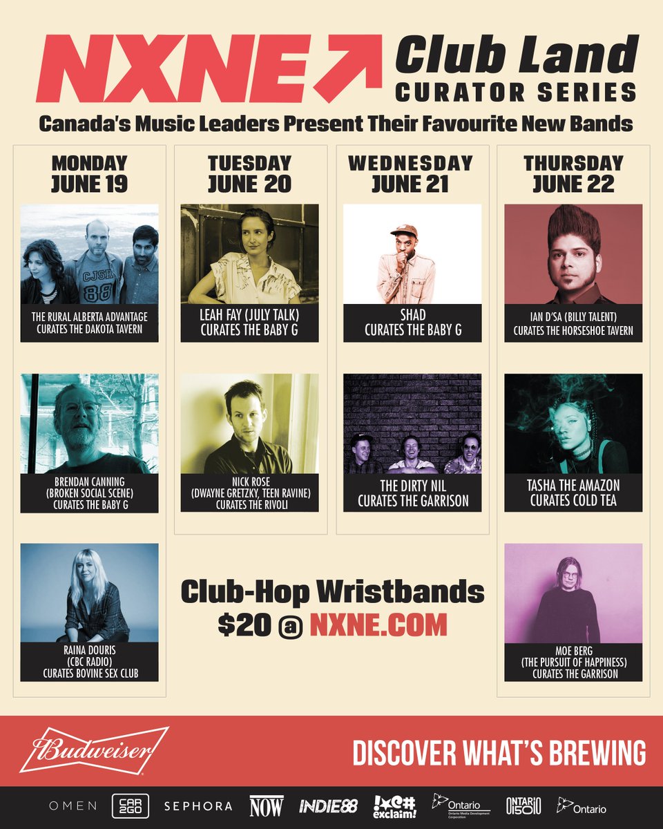 nxne's tweet image. Introducing our NXNE #ClubLand Curator Series ft bands chosen by a dream team of Canada’s music leaders! Tickets $20 nxne.com/club.html