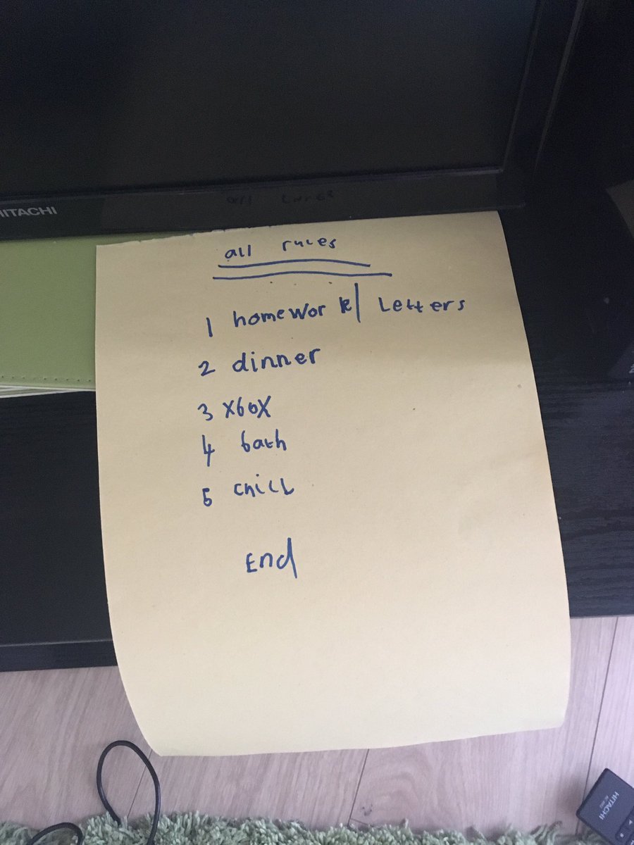LISACHR15293584's tweet photo. What has got into my son? rule list near his Xbox?? @HIAMrHughes hope you like No 1 lol #homeworkcomesfirst #practisingreallyhard https://t.co/749uqYY8yu