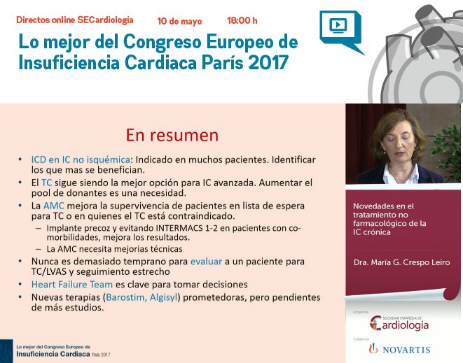 secardiologia's tweet photo. Diapositiva de conclusiones de @marisa1109 sobre novedades en tratamiento no farmacológico de la insuficiencia cardiaca crónica
#PostIC17 https://t.co/oRTGhMH7nD