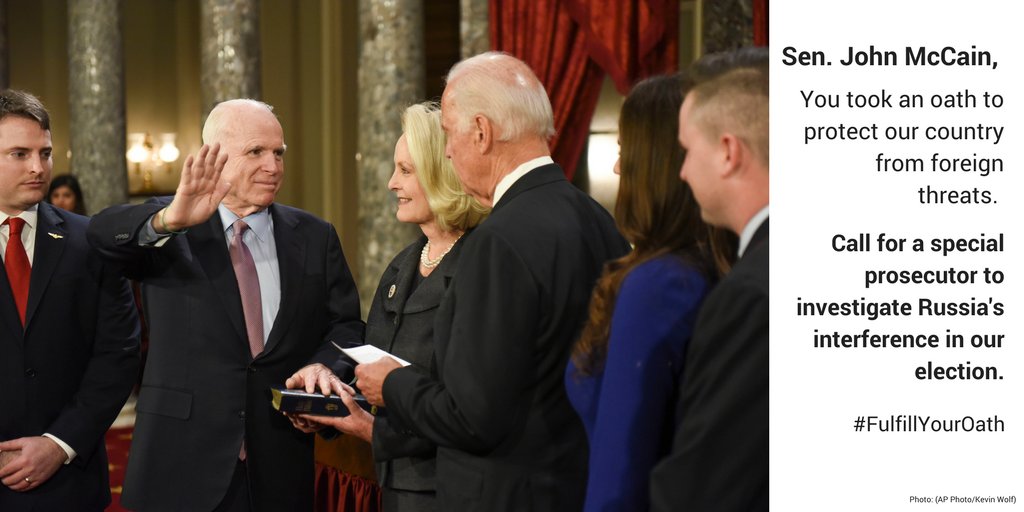 .<a href="/SenJohnMcCain/">John McCain</a>, #FulfillYourOath &amp; call for a special prosecutor to investigate Russia’s election interference
