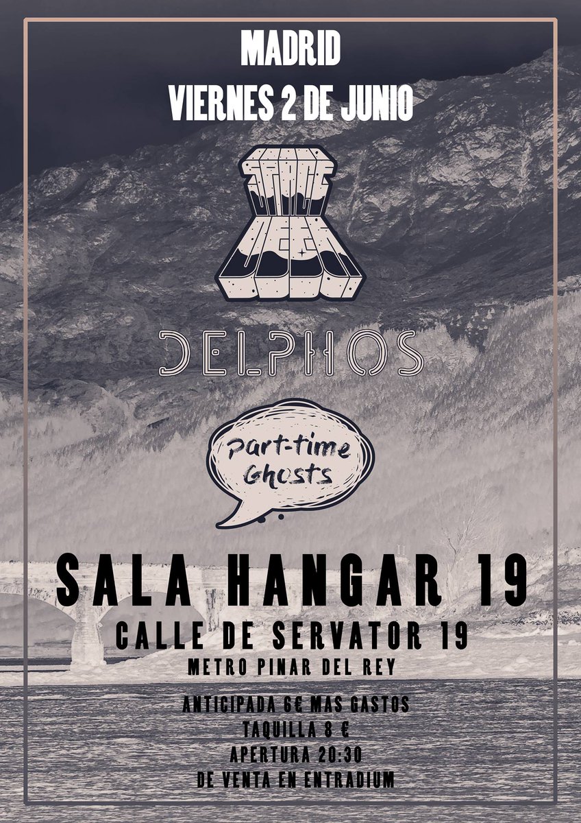 parttimeghosts's tweet photo. Vamos avisando, viernes 2 de junio concierto de metal, stoner y punk rock! Sala Hangar 19! <M> Pinar del Rey L8, os esperamos a todxs! \m/ https://t.co/cGrNx72aGn