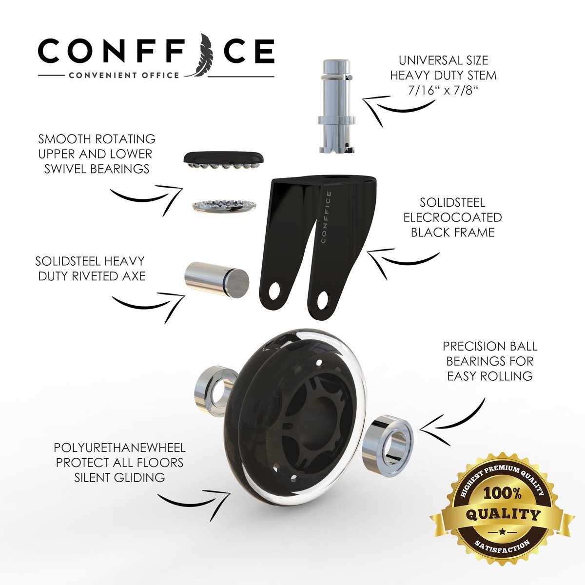 Conffice's tweet image. Hi, Enjoy smooth and quiet move, buy these brand new office chair casters and don´t be worried about your floor. goo.gl/I1R6Jx