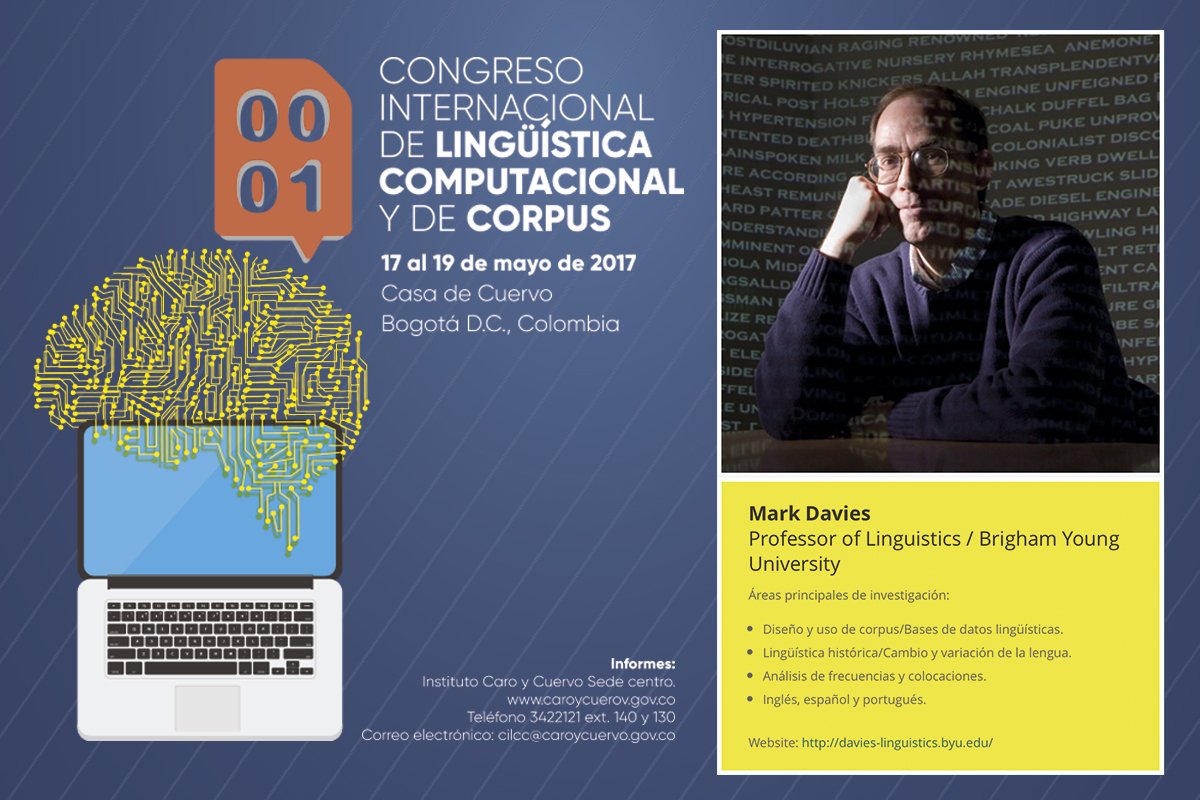 CaroyCuervo's tweet photo. #PerfilesICC El Dr. Mark Davies es uno de nuestros ponentes invitados al #Congreso Internacional de #Lingüística Computacional y de Corpus. https://t.co/j7Z3yRNZUg