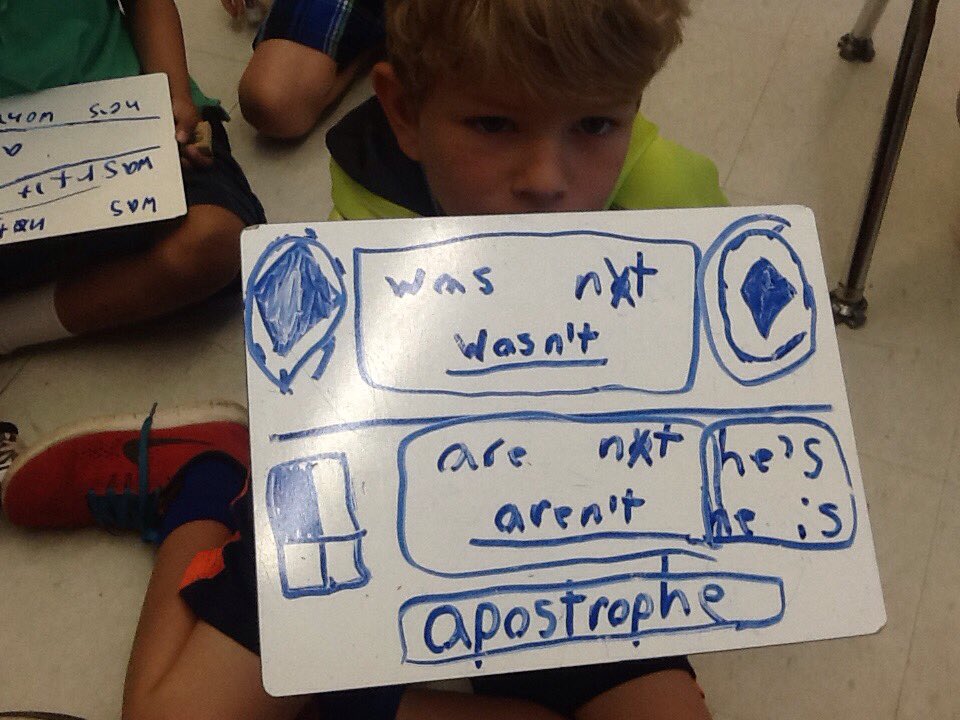 TeacheratBeach's tweet photo. Letter surgery to explain contractions! @lkahrs1115 @paul_slovik @MarciaKearns @BarbaraUssary @tmulvey5 #NHCSchat https://t.co/DZVwRq7BOM