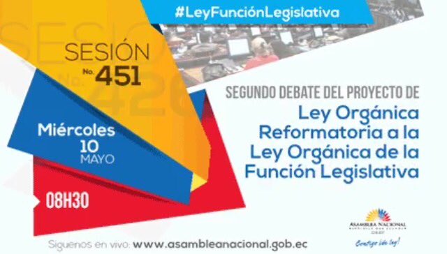 AgendaXP's tweet photo. Hoy Sesiones N•430 N•451 y N•452 del Pleno de la @AsambleaEcuador #CódigoAdministrativo #LeyFunciónLegislativa #CódigoEntidadesSeguridad https://t.co/TtlcdTYH8r