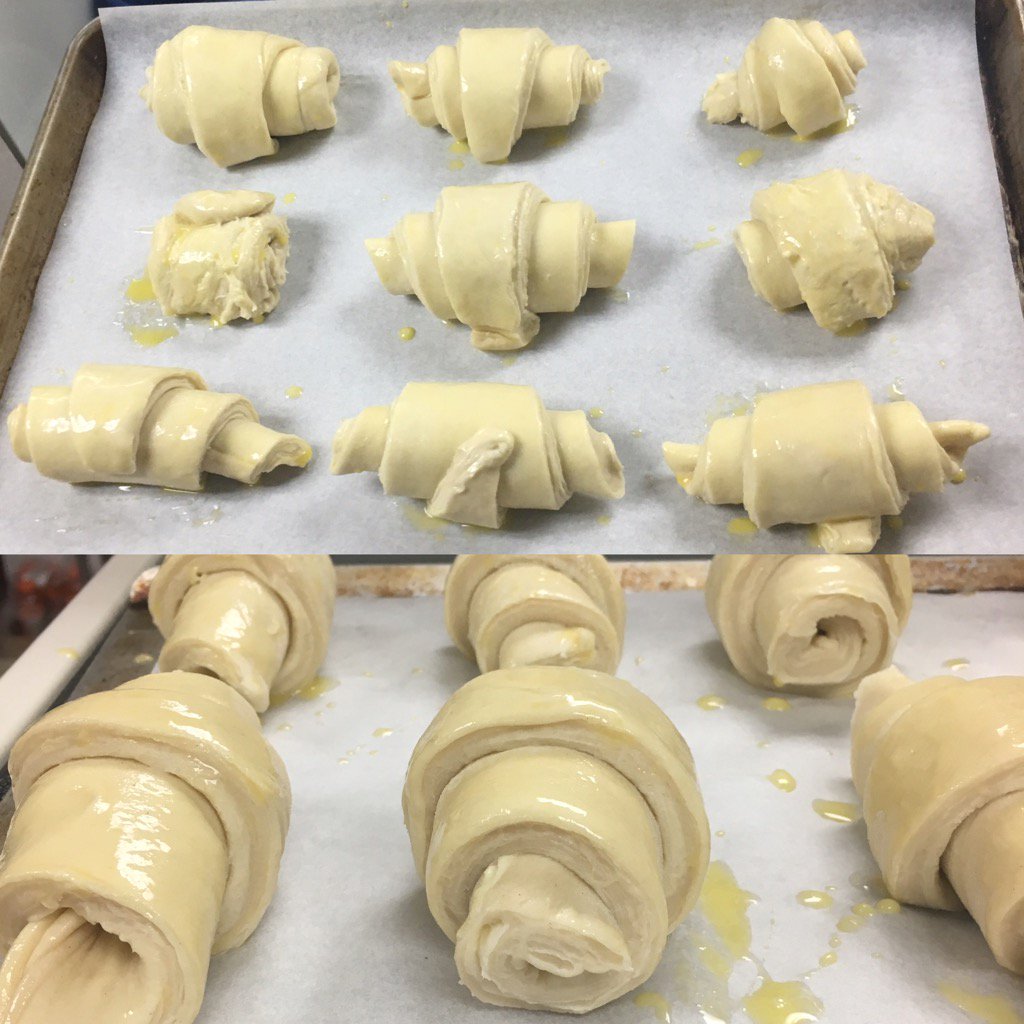 lynseemattson's tweet photo. Croissant prep day! Learning about lamination. Look at those layers! #sspfacs @SSPPS6 #culinaryarts2 https://t.co/DhCTgwGqQp