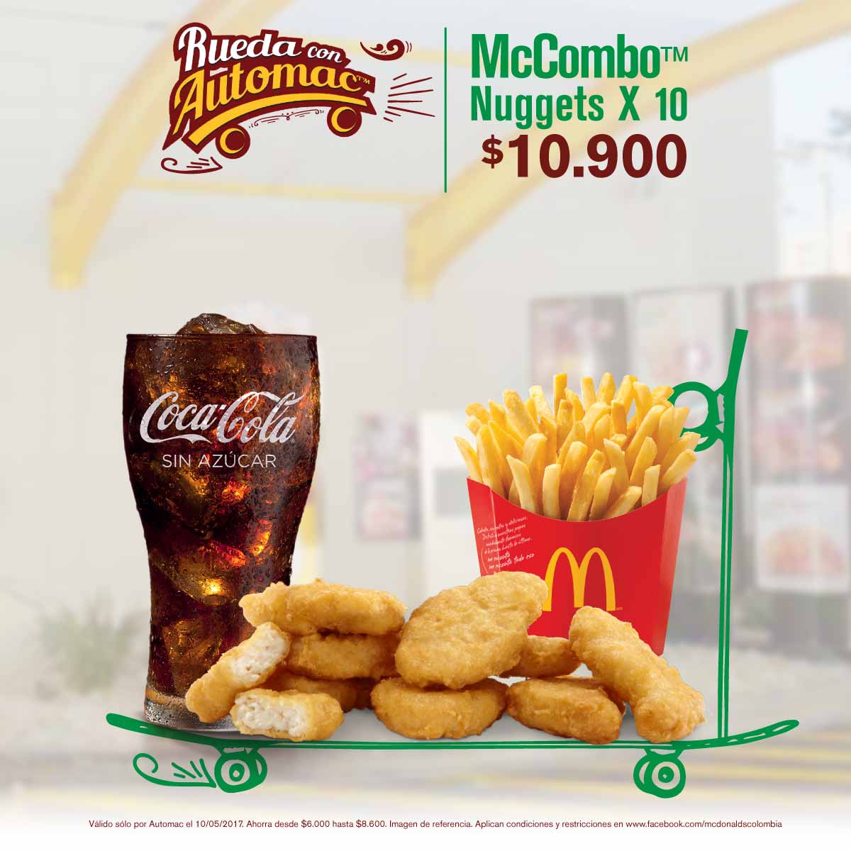 McDonaldsCol's tweet photo. *SOLO HOY 10-05-2017* #RuedaConAutomac. RT y disfruta McCombo Nuggets por solo $10.900 ÚNICAMENTE POR AUTOMAC. TyC https://t.co/w7c1kv6O9H https://t.co/CLU7C3NCxW