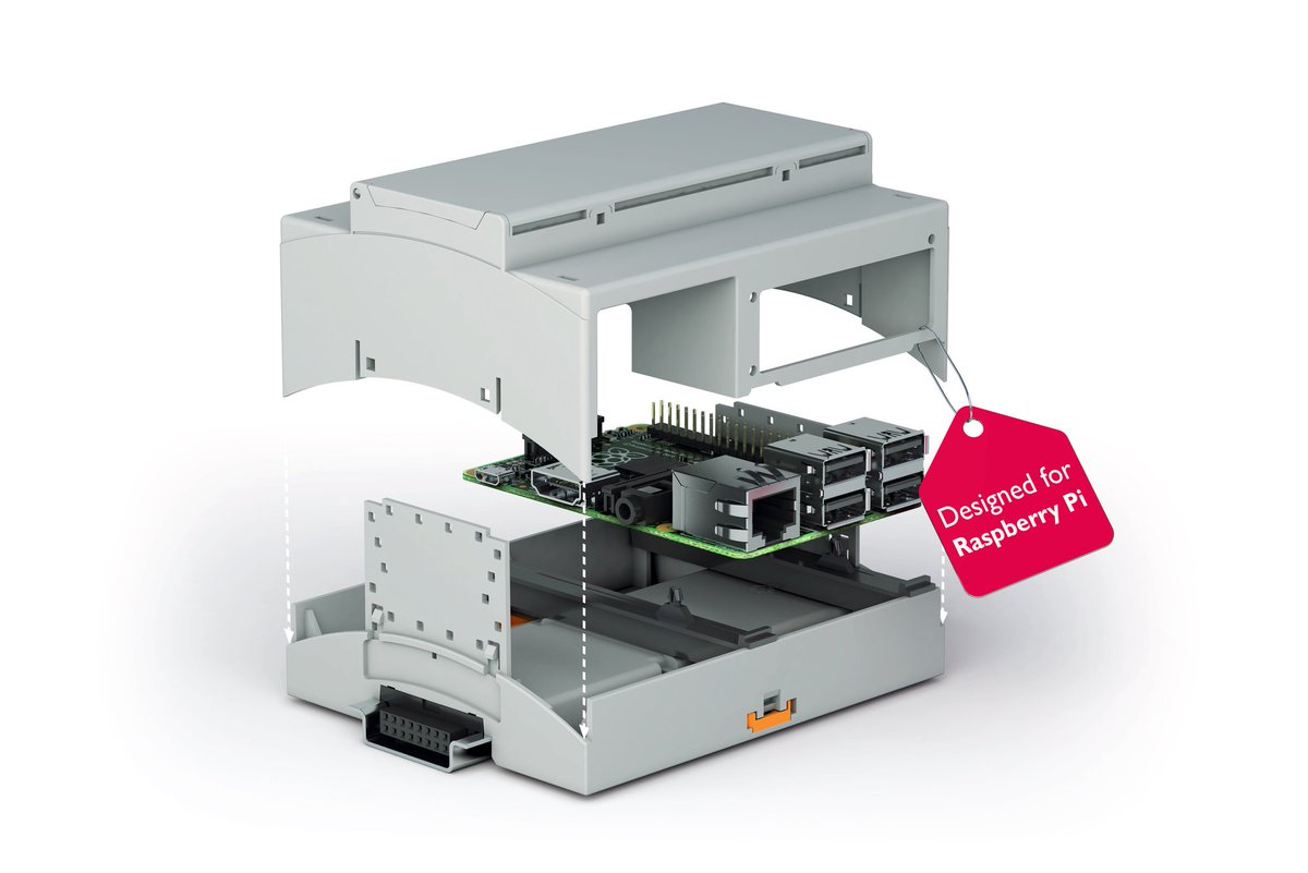 DuncanNicol's tweet photo. Give a Pi a home. RPI-BC #dinrail enclosure designed for #raspberrypi single board computer @PhoenixContactU https://t.co/Uw7UYDFlhx