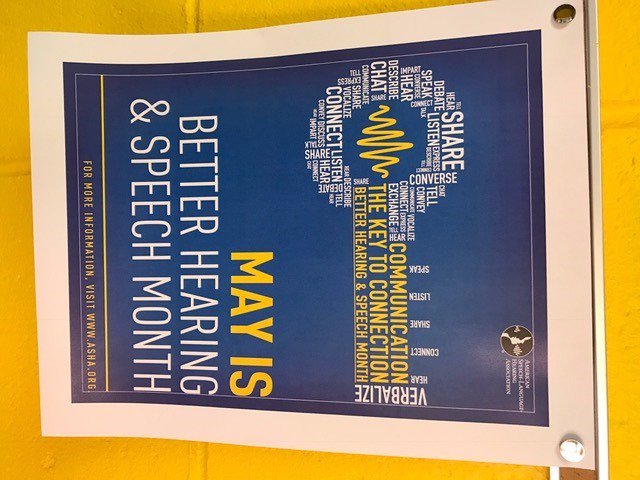 NBSspeecher's tweet photo. MAY IS BETTER HEARING AND SPEECH MONTH!! #peqpantherpride #speechies #SLP #BHSM https://t.co/xOQJfZ0Soa