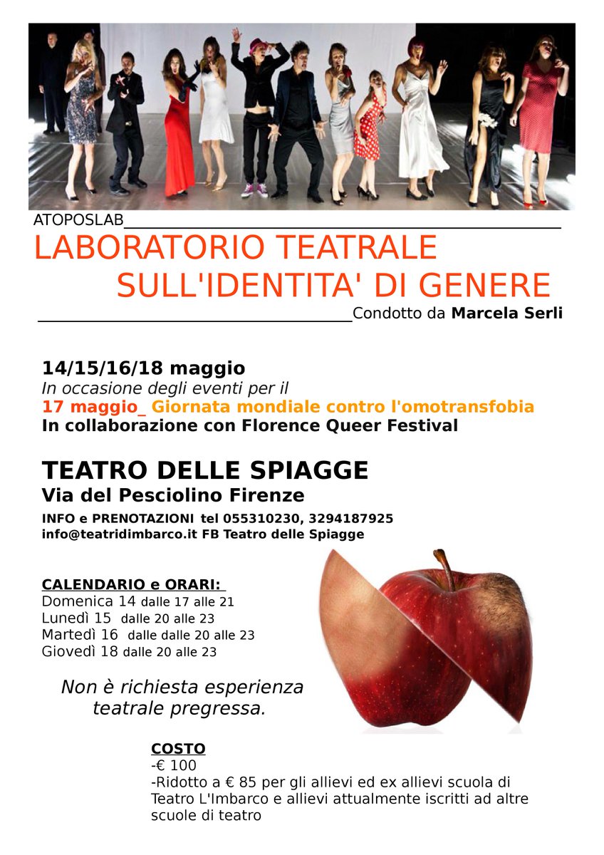 14/18mag Eventi #teatro Giornata contro #omotransfobia #idahobit  <a href="/StefanoDuranti/">Corriere Spettacolo</a> <a href="/Stratagemmi_PT/">Stratagemmi</a> <a href="/mggrifi/">Mariagiovanna Grifi</a> <a href="/TommasoSacchi/">Tommaso Sacchi</a> <a href="/aleiachino/">Alessandro Iachino</a>