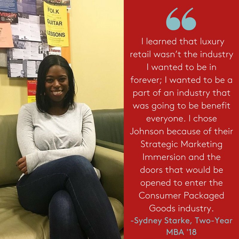 CornellMBA's tweet photo. Sydney found her passion and new career path here at Johnson! #HumansofJohnson #CornellMBA https://t.co/vTTpuaSwIB