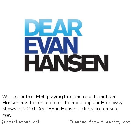 urticketnetwork's tweet image. Theater: Dear Evan Hansen Tickets invol.co/clxVR
