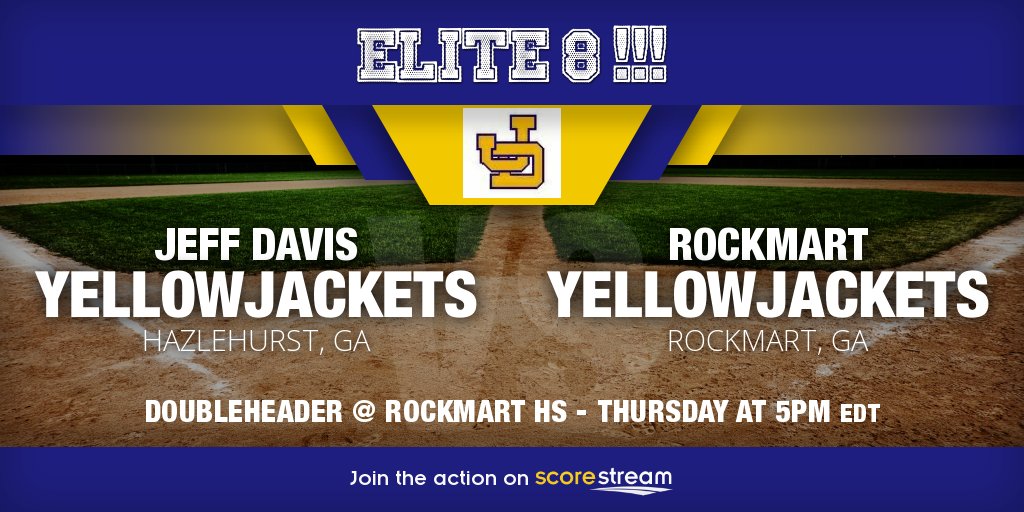 JacketJd's tweet photo. #JDBaseball Elite 8 on the road @ Rockmart. #WHJD 105.9fm will carry live beginnng at 4:45pm. Also on https://t.co/0jHmTGcBGu (search WHJD) https://t.co/Ut7wQxBrv2