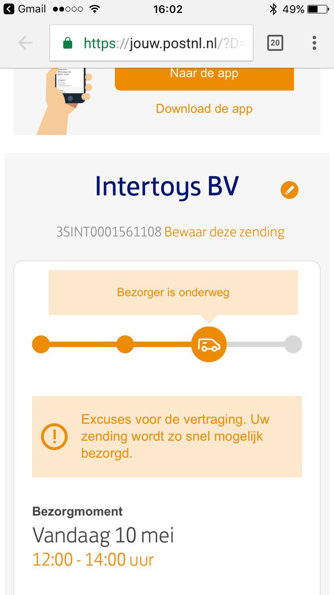 JasperKip's tweet photo. @PostNL prachtig een app die aangeeft Hoelaat een bezorger komt!
Leggen jullie het m'n zoon van 2,5 ook even uit dat hij langer moet wachten https://t.co/x1tUq7op9G