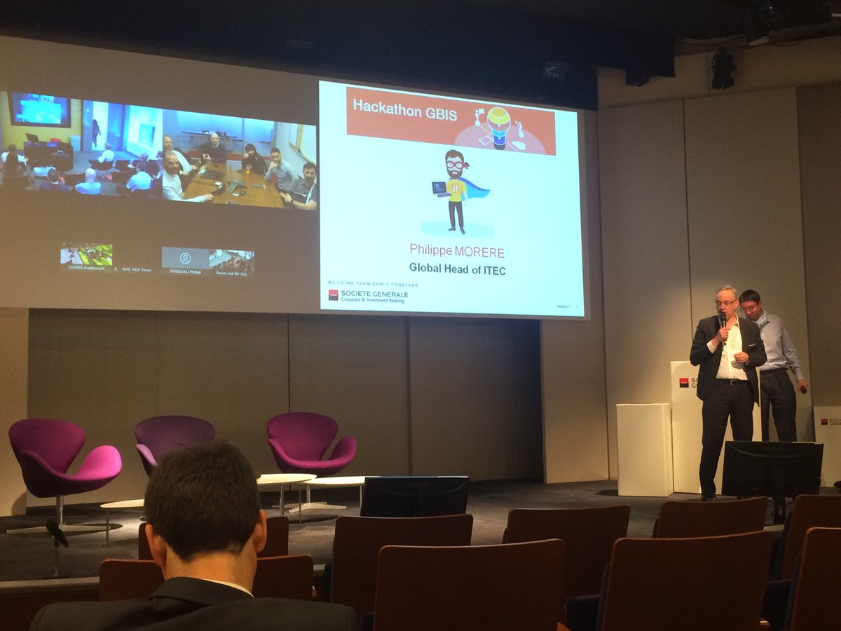 PaulDesert's tweet photo. Philippe Morere for the introduction  #GBISHackathon @SG_InsideIT https://t.co/ivTlbqvcJS