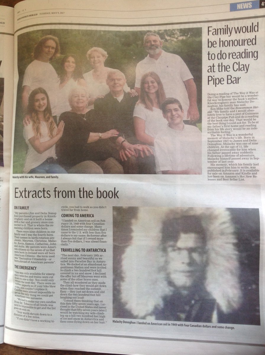 _MikeDonoghue's tweet photo. The Way it Was continues to get media attn. Thanks to James Fogarty @RoscommonHerald. #irish @nytimes @IrishTimes @BigBoyler @IrishCentral https://t.co/YE1SpCvE0p