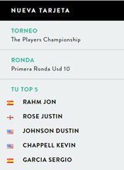 GalfApp's tweet image. Ya estoy armando mi tarjeta en golfmillion.com con mi #Top5 para #THEPLAYERS!! Golfmillion #Golf @THEPLAYERSChamp #PGATour #PGA