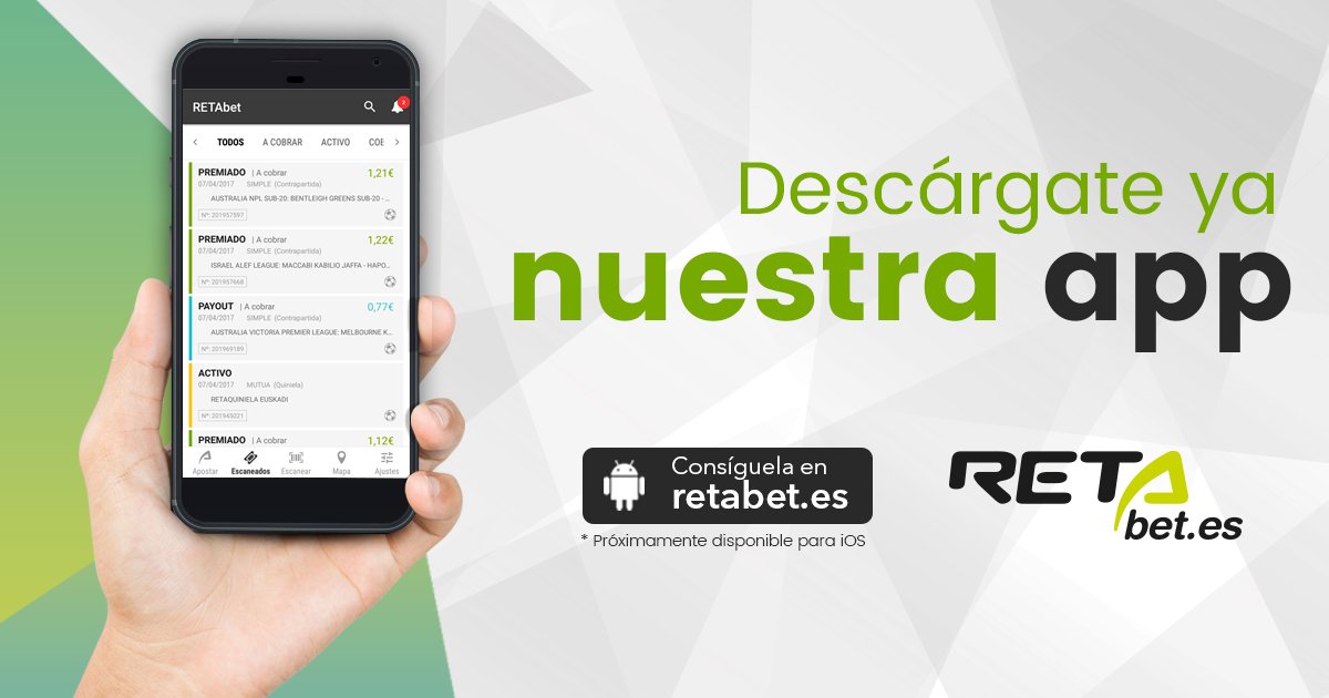RETAbet's tweet photo. 🤔 ¿Todavía no te has descargado la #App de RETAbet.es? 🤔 ¡Disfruta de todas las ventajas que te ofrece!
Entra aquí 👇
https://t.co/CuHRTNpT85 https://t.co/HwxxO3FTs0