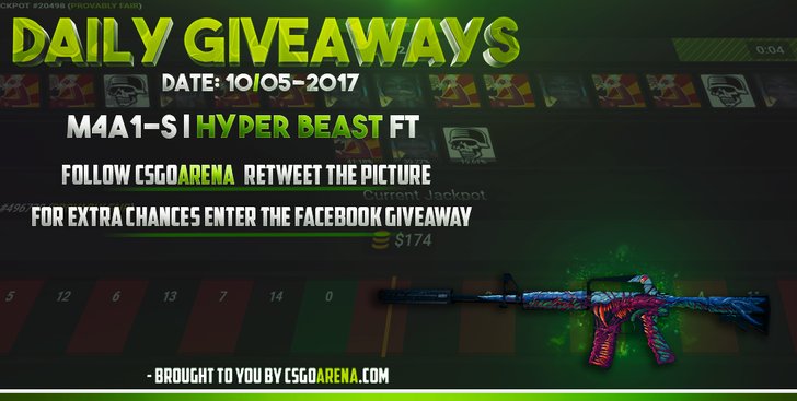 CSGOArenaGG's tweet image. Daily Giveaway RT + follow @CSGOArenaGG to enter! We'll be giving away 
M4A1-S | Hyper Beast FT GL&amp;amp;HF ❤️