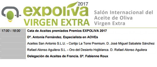 Expoliva_2017's tweet photo. Próxima cata de #AOVE en #SalonAOVEs dentro de 20 mins con @CortijolaTorre y @orodeldesierto https://t.co/ZMOBRWmjpX